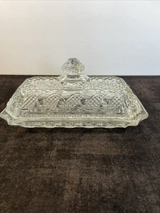 Avon Pressed Glass Butter Dish W/Cover-Vintage-Perfect-7” - Picture 1 of 9