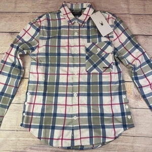 Spyder Flannel Shirt Size XSmall Long Sleeve Button-Up Plaid Green Blue Pink - Picture 1 of 14