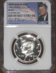 1964 S Silver Proof Accent Hair JFK Kennedy Half Dollar NGC PF67 PR 50c Sharp A+ - Picture 1 of 2