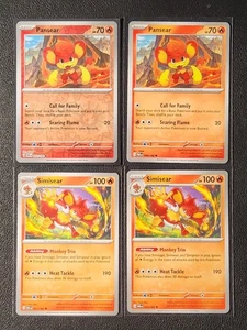 2x Pansear 020/182 (1 reverse holo)  & 2x Simisear 021/182 Paradox Rift NM - Picture 1 of 1
