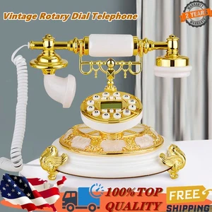 Old Fashioned Rotary Dial Phone Vintage Retro European Style Telephone Desktop - Picture 1 of 12