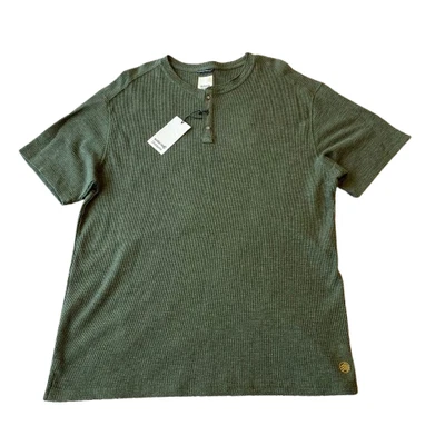 Camisa masculina Solaris Outdoors malha waffle Henley GG verde urze nova com etiquetas - Imagem 1 de 4