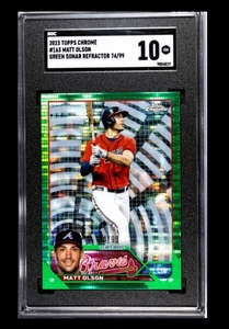 2023 Topps Chrome - Matt Olson #163 Green Sonar Refractor /99 - Picture 1 of 2