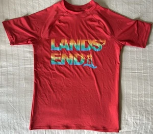 Lands' End Rash Guard Short Sleeve Girls Large (10-12) Red - Picture 1 of 2