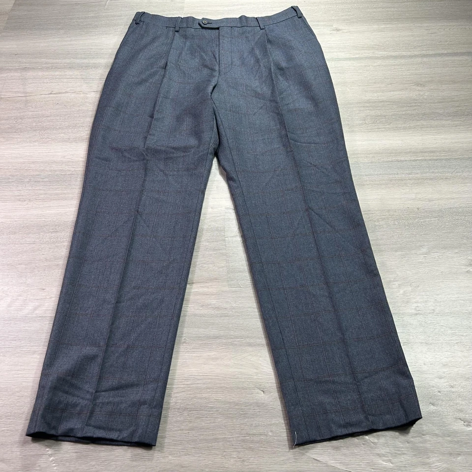 Pantalones de vestir plisados Hart Schaffner Marx para hombre 38x32 gris lana ventana pantalones Foto 1 de 4