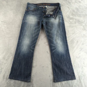 Guess Premium Jeans Mens 34x29 Blue Falcon Boot Cut Denim Distressed Made USA - Picture 1 of 13