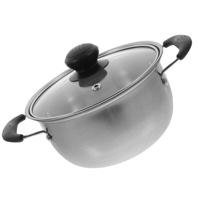  Soup Pot Padella Acciaio Inox Pentola Per Stufato Zuppa Con Coperchio Noodles - Immagine 1 di 4