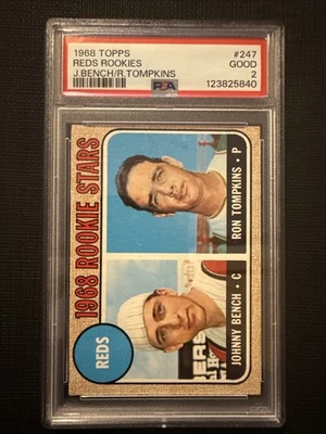 1968 Topps Reds Rookies #247 Johnny Bench PSA 2 Good Fresh Grade - Image 1 of 2