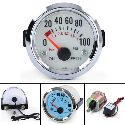 Öldruck Anzeige Zusatz Einbau Instrument Universal 52mm Plasma Blau beleuchtet - Bild 1 von 4