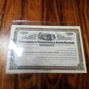 Vtg Indianapolis & Martinsville Rapid Transit Stock Certificate KWZ - Picture 1 of 7
