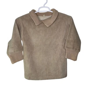 Vintage 50s Bonnie Togs Women's Medium Sweater Fuzzy Cream Collared USA Made - Picture 1 of 8