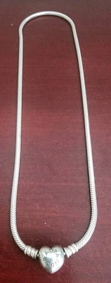 PANDORA S 925 ALE 纯银心形扣蛇项链。 18 — 第 1/4 张图片