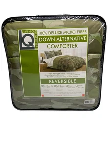 Living Quarters Deluxe Micro Fiber Down Alternative Comforter Camo Green F/Q - Picture 1 of 7