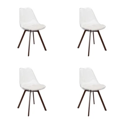 Lot de 4 Chaises Coussin Côtelé "Scott" 82cm Transparent & Beige - Photo 1/4