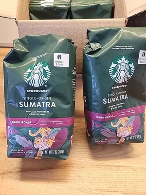 Starbucks Sumatra 6 Bags Dark Roast Whole Bean Coffee 12 oz each - Image 1 of 4
