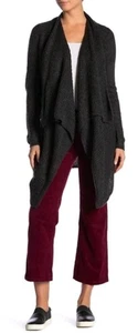 NUEVO SIN ETIQUETAS JOE FRESH Talla M Lana/Mohair Cascada Frontal Tejido Abierto Cárdigan Suéter Gris - Imagen 1 de 8