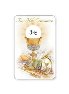 First Holy Communion Prayer Card with Resin Medal - Picture 1 of 1
