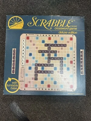 Vintage 1977 Scrabble Game Deluxe Edition Turntable Burgundy Tiles Complete - Image 1 of 4