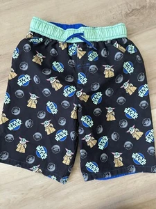 Baby Yoda Boys Blue Green Swim Shorts Trunks Star Wars The Child Size 6 - Picture 1 of 4