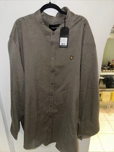 BNWT LYLE&SCOTT Size 5XL Khaki Smoke Men’s Long Sleeve Shirt-RRP £75 - Picture 1 of 5