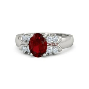 Piedras preciosas de granate natural con anillo de plata de ley 925 para mujer #4411 - Imagen 1 de 4