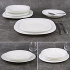 12/24pc White Opal Glass Dinner Set Plates Soup Bowls Dinnerware Service for 4 8