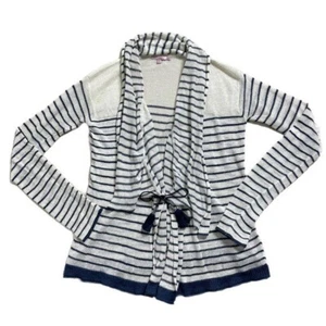 Calypso St Barth Women Linen Coastal Striped Shawl Collar Tassel Cardigan XS - Picture 1 of 6
