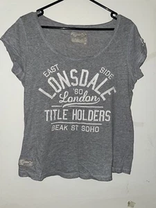 Lonsdale T’shirt Grey With White Writing Size M - Picture 1 of 4