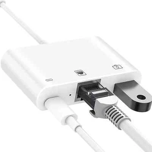 Neu MFi zertifiziert Lightning auf RJ45 Ethernet Adapter 3 in 1 USB - Bild 1 von 5