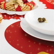 SOTTOPIATTO IN CARTONE GLITTERATO ROSSO 33CM 4PZ