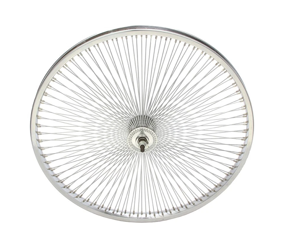 F&R Vintage Lowrider 24" Steel Front Wheel 144 Spoke 14g Chrome Bicycle Rim