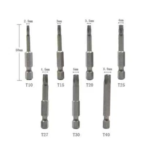 5 Point Security Star Torx Screwdriver Bits Set T10-T40 2-Inch Length 7 Pieces - Picture 1 of 6