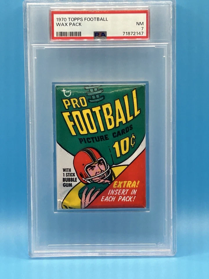 1970 Topps Football Sealed Wax Pack PSA 7 NM Csonka on back OJ RC Year - Image 1 of 4