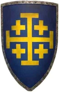Medieval Crusader Shield Knight Warrior Shield Templar Yellow Cross Design - Picture 1 of 6
