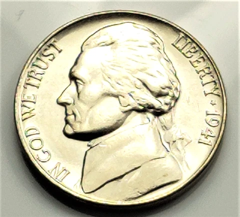 1941 Jefferson Nickel - BU Coin Pulled From OBW Roll Cover