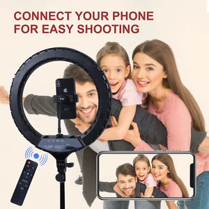 14'' LED Ringlicht mit Handyhalter dimmbar Ringleuchte Bluetooth Fernbedienung - Bild 1 von 12