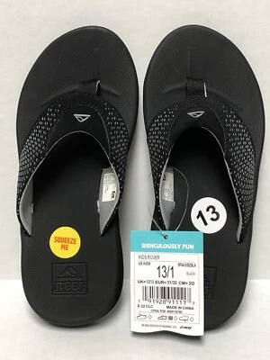Sandalias Reef ROVER Ridículamente Acolchadas Niños Negras Talla 13/1 ~ ¡¡NUEVAS!!! Foto 1 de 4