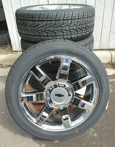 22" NEW CHEVROLET SILVERADO SUBURBAN TAHOE CHROME 4 WHEELS 5309 TIRES 285-45-22 - Picture 1 of 8