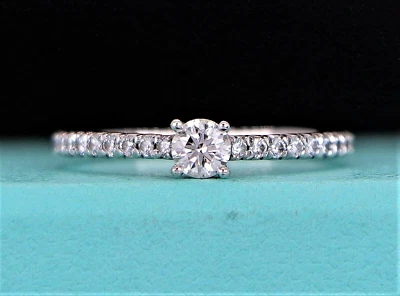$2,860 Tiffany & Co Novo Platinum 0.21ct I VS1 Round Diamond Engagement Ring 6 - Image 1 of 4