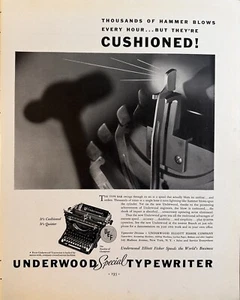1935 Underwood Special Typewriter "But They’re Cushioned" Original Print Ad - Bild 1 von 3