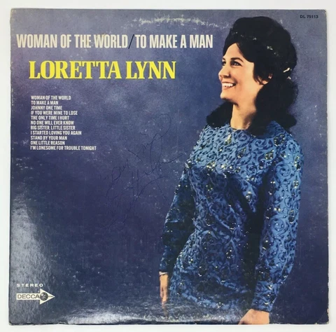LORETTA LYNN “Woman Of The World” SIGNED Autograph Vinyl Record Album LP JSA COA Cover