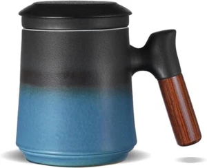 Tea Cup with Infuser and Lid, 14.5oz Gradient Blue Tea Mug for Loose Leaf Tea St - Picture 1 of 4