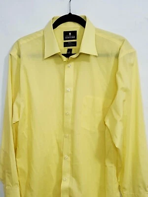 Camisa de vestir para hombre STAFFORD talla 16 1/2 amarilla manga corta sin arrugas Foto 1 de 4
