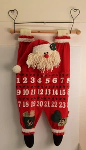 Vintage Ganz Natale Conto alla Rovescia Calendario dell'Avvento da Appendere Babbo Natale Peluche Metallo Appendino - Foto 1 di 21