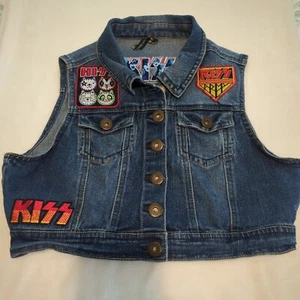 Highway Jeans Denim Vest w/ KISS Patches Youth Medium Read Description     [LF8] - Picture 1 of 13