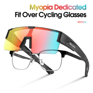 WEST BIKING Photochromic Myopia Dedicated Fit Over Cycling Glasses Sunglasses - Picture 1 of 17