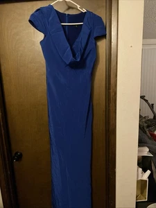 Festliches Satinkleid von DINA BAR—EL Größe S dunkelblau sehr elegant  - Bild 1 von 3