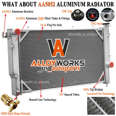 For 1994-2002 1997 Dodge Ram 2500 3500 5.9L Turbo Diesel Aluminum 2-Row Radiator - Imagem 1 de 4