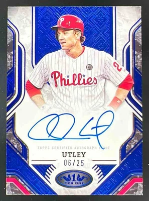 2025 Topps Tier One Prime Performers Autograph Blue Chase Utley Auto /25 - Image 1 of 2