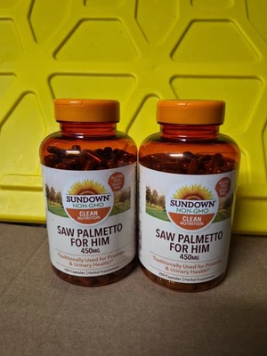 Lote de 2-Sundown Naturals Clean Nutrition Saw Palmetto for Him 450mg 250 cápsulas - Imagem 1 de 2